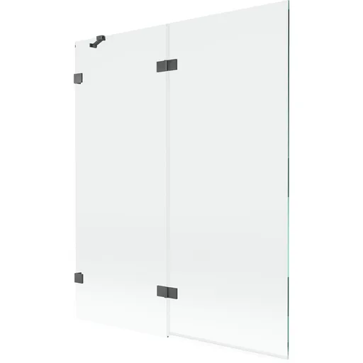 MEXEN/S Lunar vanová zástěna 2-křídlová levá 140 x 150, transparent, grafit kartáčovaná 897-140-100-66-00-L
