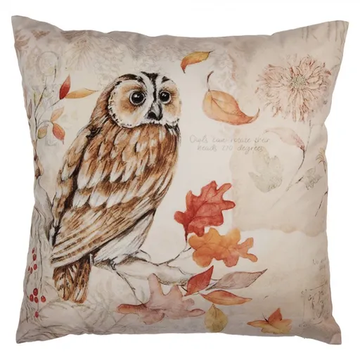 Béžový povlak na polštář se sovou Owl - 45*45 cm KT021.405