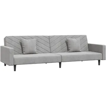 2místná rozkládací pohovka se 2 polštáři světle šedá samet, 337628 (337628)