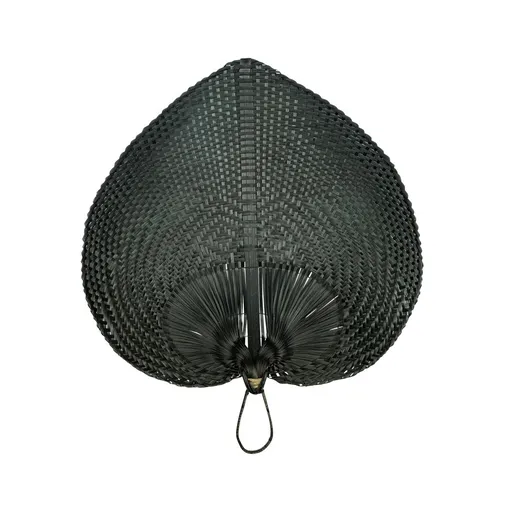 Černý vyplétaný srdcovitý dekorativní vějíř - 56 cm  MKBWZ56