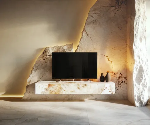 TV stolek Cuor 150 cm keramika Minas Melange bílá béžová 1