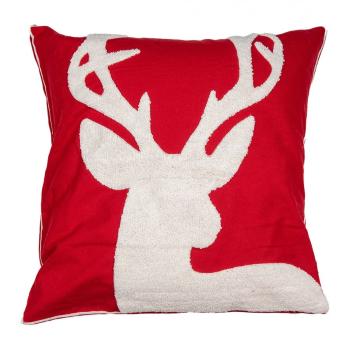 Červený povlak na polštář s jelenem Merry Christmas Deer - 45*45 cm KT021.356