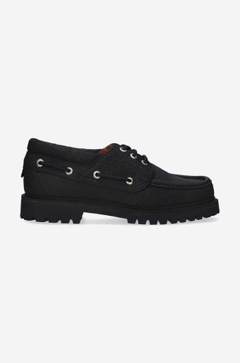 Kožené mokasíny Filling Pieces Boatshoe černá barva, na plochém podpatku, 47928901847