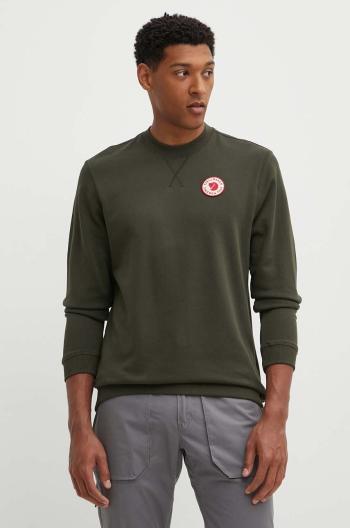 Bavlněná mikina Fjallraven 1960 Logo Badge Sweater pánská, zelená barva, s aplikací, F87163