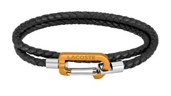 Lacoste Černý pletený náramek z kůže Matt 2040316