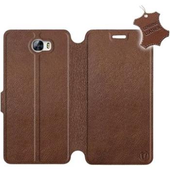 Flip pouzdro na mobil Huawei Y6 II Compact - Hnědé - kožené -  Brown Leather (5903226497003)