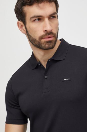 Bavlněné polo tričko Calvin Klein černá barva, K10K111657