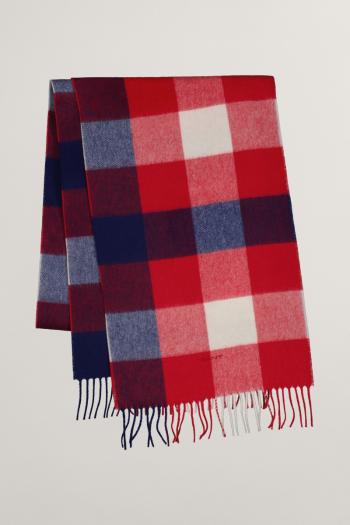 ŠÁLA GANT CHECK MERINO WOOL SCARF RUBY RED