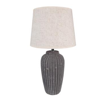 Šedá stolní lampa s keramickou nohou Tioné - Ø24*45 cm E27/max 1*60W 6LMC0075