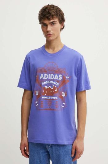 Bavlněné tričko adidas Originals fialová barva, s potiskem, IZ2584