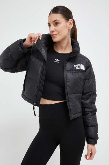 Péřová bunda The North Face NUPTSE SHORT JACKET dámská, černá barva, zimní, NF0A5GGEKX71