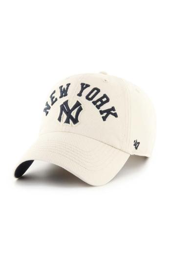 Bavlněná baseballová čepice 47 brand MLB New York Yankees béžová barva, s aplikací, BCPTN-CLBFB17GWS-Y011