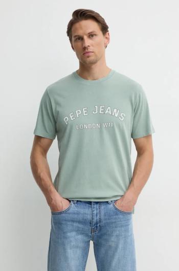 Bavlněné tričko Pepe Jeans ALDRIDGE zelená barva, s potiskem, PM509628