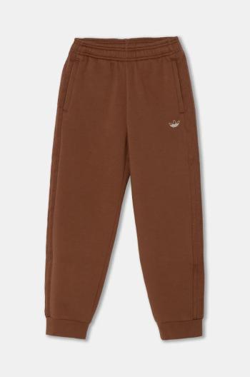 Dětské tepláky adidas Originals SWEATPANTS hnědá barva, hladké, IY9531