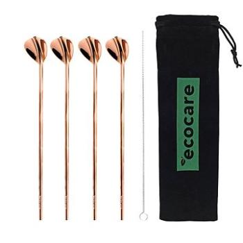 ECOCARE Lžičky s Brčkem Set 4 ks Rose Gold (0748367346361)