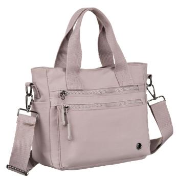 Niewielka shopperka damska z poliestru w kolorze lila z kieszeniami zamykanymi na suwak - Peterson