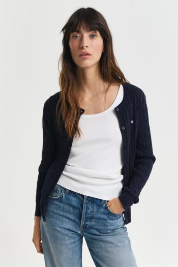 SVETR GANT STRETCH COTTON CABLE CARDIGAN EVENING BLUE