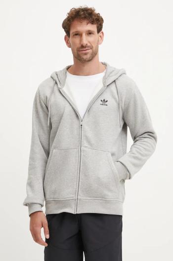 Mikina adidas Originals pánská, šedá barva, s kapucí, hladká, IY7354