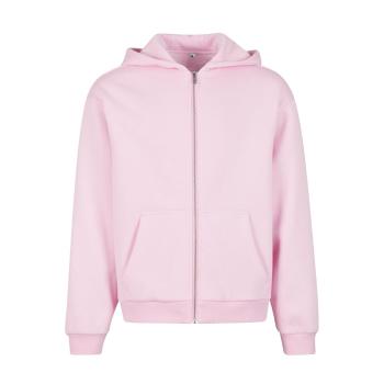 Build Your Brand Hebká pánská mikina na zip Fluffy - Jemně růžová | 4XL