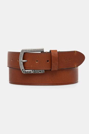 Kožený pásek Pepe Jeans MOSS BELT pánský, hnědá barva, PM021026