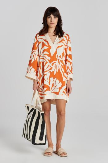 ŠATY GANT REL PALM PRINT CAFTAN PUMPKIN ORANGE