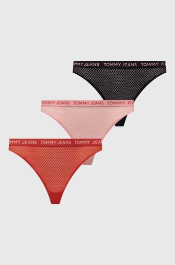 Tanga Tommy Jeans 3-pack černá barva, UW0UW05010