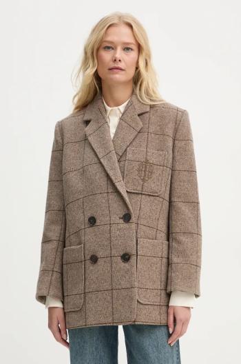 Blazer s příměsí vlny By Malene Birger RAILEY béžová barva, dvouřadový, Q72631004