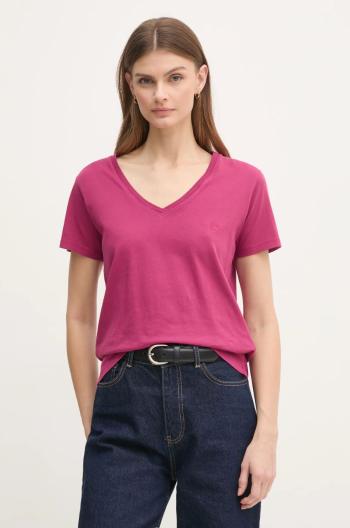 Bavlněné tričko Pepe Jeans LOLLY V-NECK růžová barva, PL505999