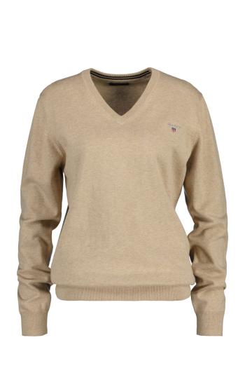 SVETR GANT CLASSIC COTTON V-NECK SAND MELANGE