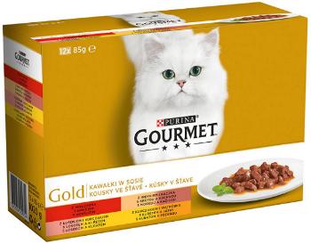 Gourmet Gold kúsky v šťave hovädzie/morka s kačkou/losos s kuraťom/kura s pečeňou 12 x 85 g