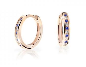 Cutie Jewellery Nadčasové kruhové náušnice z růžového zlata C3343-80-X-4 modrá