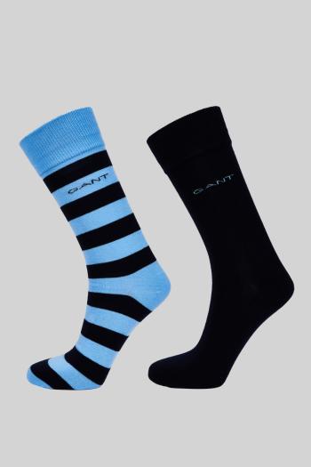 PONOŽKY GANT BARSTRIPE AND SOLID SOCKS 2-PACK CAPRI BLUE