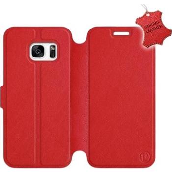 Flip pouzdro na mobil Samsung Galaxy S7 - Červené - kožené -   Red Leather (5903226501038)