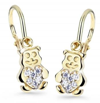 Cutie Jewellery Dětské náušnice ze žlutého zlata Medvídci C2751-10-X-1 bílá