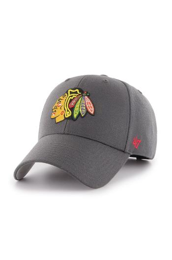 Čepice 47brand NHL Chicago Blackhawks šedá barva, s aplikací, H-MVP04WBV-CC