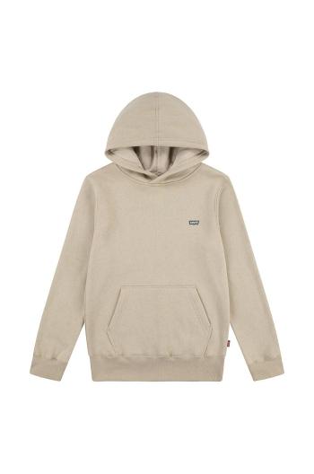 Dětská mikina Levi's MINI BATWING HOODIE béžová barva, s kapucí, hladká, 8EL452