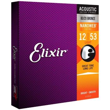 Elixir Acoustic 80/20 Bronze Nanoweb tvrdost 012/053