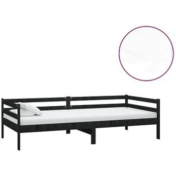 Shumee válenda s matrací 90×200 cm černá masivní borové dřevo, 3083578 (3083578)