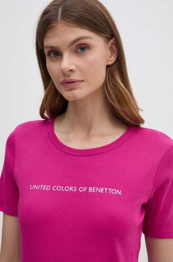 Bavlněné tričko United Colors of Benetton fialová barva