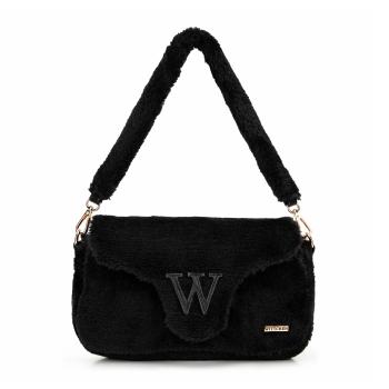 Damska listonoszka z futerkiem czarna 99-4Y-217-1