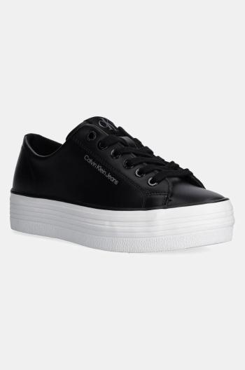 Kožené sneakers boty Calvin Klein Jeans BOLD VULC FLATF LOW LTH IN černá barva, YW0YW01633