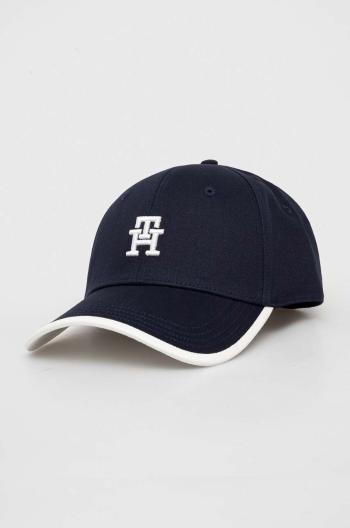 Bavlněná baseballová čepice Tommy Hilfiger tmavomodrá barva, s aplikací, AW0AW15786