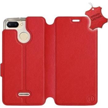 Flip pouzdro na mobil Xiaomi Redmi 6 - Červené - kožené -   Red Leather (5903226501809)