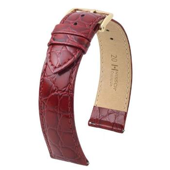 Řemínek Hirsch Crocograin (NO QR)  - burgundy - 19 mm - M – Střední délka - 18 mm - Zlatá