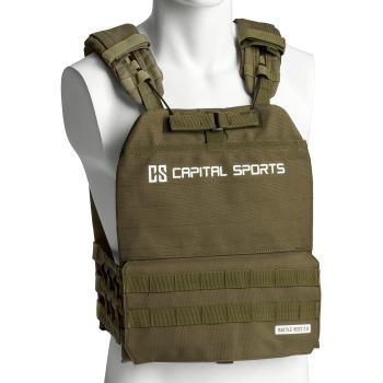 Capital Sports Battlevest 2.0, zátěžová vesta, 2 x 2 závaží, 2,6 & 4 kg, olivová