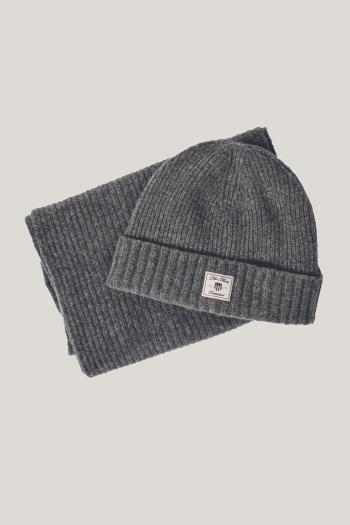 SET ČEPICE A ŠÁLA GANT BEANIE SCARF GIFT SET CHARCOAL MELANGE