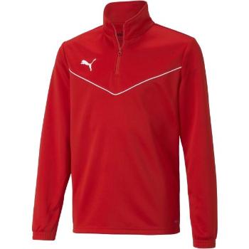 Puma TEAMRISE 1 4 ZIP TOP Chlapecká mikina, červená, velikost