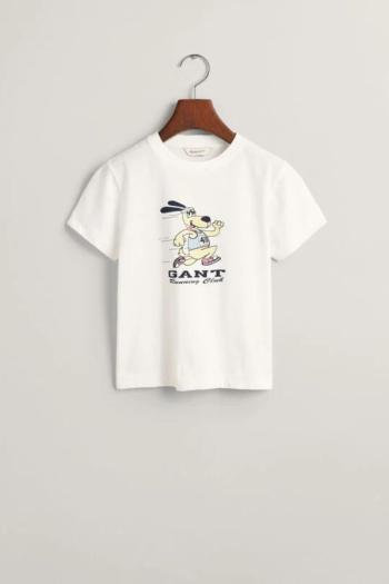 TRIČKO GANT RUNNING DOG PRINT T-SHIRT WHITE
