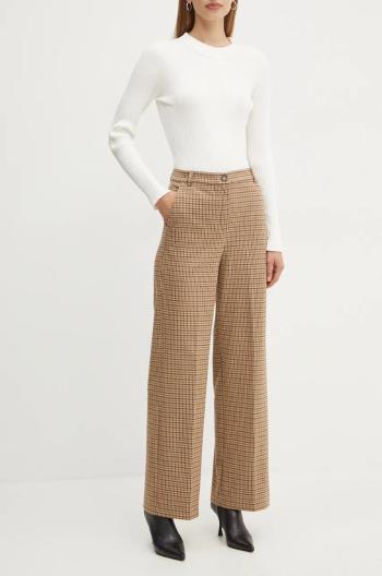 Kalhoty Weekend Max Mara dámské, béžová barva, jednoduché, high waist, 2425786042600