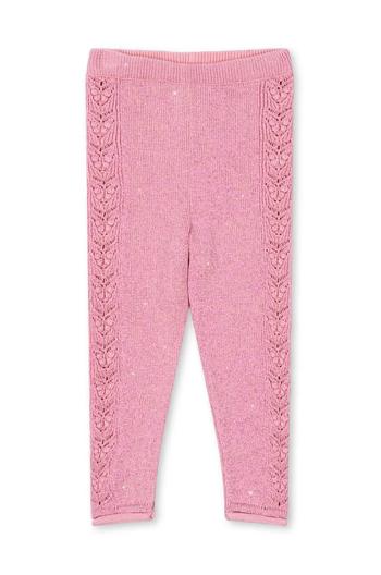 Dětské legíny Konges Sløjd CABBY KNIT PANTS růžová barva, s aplikací, KS101447